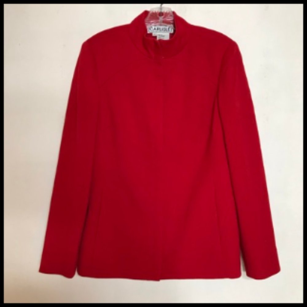 Vintage Carlisle Wool Blend Zip Front Jacket 2 Pockets Fully Lined Size 8